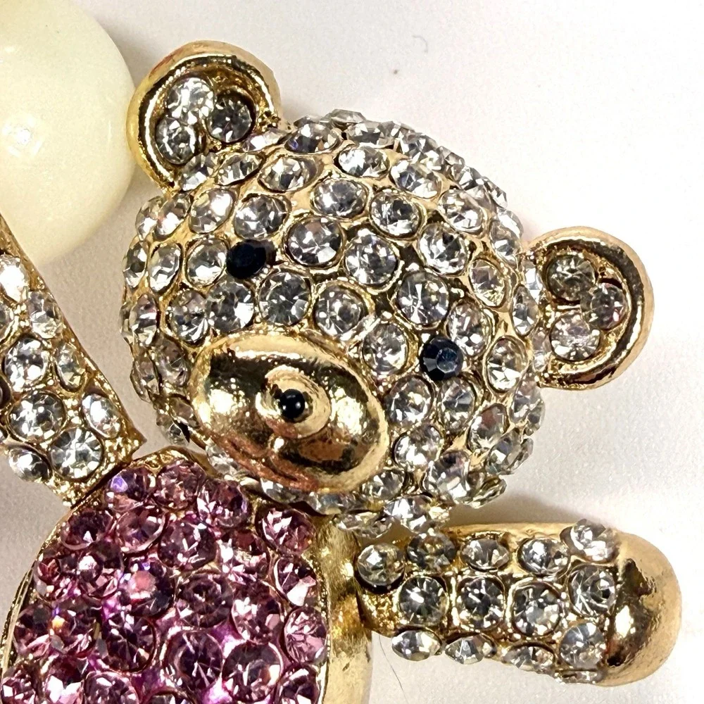 Adorable New Bling Pink Bear Keyring‎ Floating W Multicolor Vibrant Ballon's !!!
